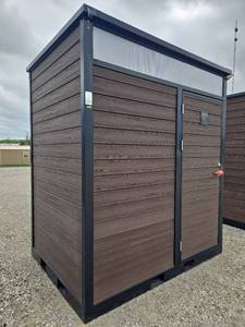 lot 45 image: Portable Washroom w Shower  Commercial Restroom Unit (Wood-Grain WPC Exterior)