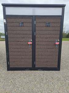 lot 46 image: Unused Equippro Double Portable Restroom Container  2 Stall Unit Model EQ13MSD