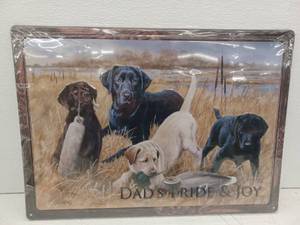 lot 11029 image: Dads Pride & Joy Labrador Hunting Dogs Metal Sign