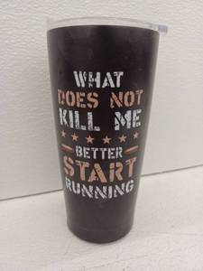 lot 11030 image: Black Insulated Travel Tumbler with Quote