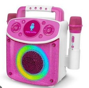 lot 11039 image: Pink Singing Machine Karaoke System with Microphone