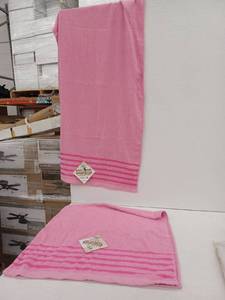 lot 11055 image: 2 Pink Beach Towels with Striped Border