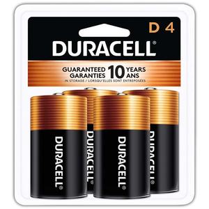lot 11062 image: Duracell Coppertop D Batteries - 4pk Alkaline Battery 15000mAh, Lot of 2 Packs