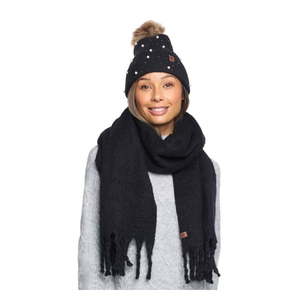 lot 11074 image: Lucky Brand Womens 2 Piece Hat and Scarf Set Black and Pearl