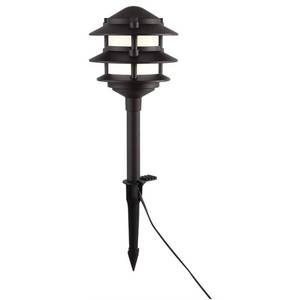 lot 11128 image: Outdoor LED 3-Tier Metal Landscape Path Light, Hardwired