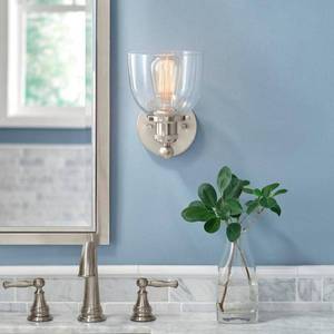 lot 11129 image: Home Decorators Collection Evelyn 1-Light Brushed Nickel Wall Sconce
