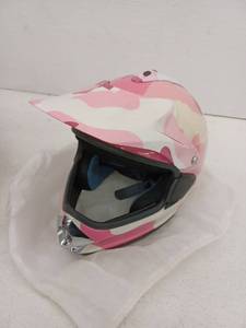lot 11154 image: Sunl Womens Pink Camo Motorcycle Helmet, Large