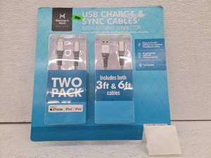 lot 11006 image: Members Mark USB Lightning 3 Foot and 6 Foot Cables (Pack of 2)