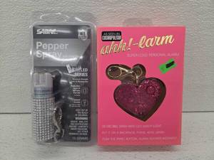 lot 11081 image: Personal Safety Bundle - Pepper Spray and Heart-Shaped Personal Alarm
