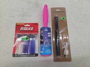 lot 11097 image: Household Bundle - Calico Lighters, Lint Roller, Electric Candle Lighter