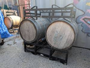 Metal Whiskey Barrel Stand Rack (shown to hold 2 barrels but Barrels NOT included)
