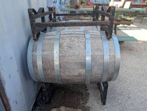 Metal Whiskey Barrel Stand Rack (shown to hold 2 barrels but Barrels NOT included)