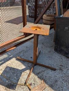 lot 271024 image: Square Metal Adjustable Height Pedestal Table X-Base