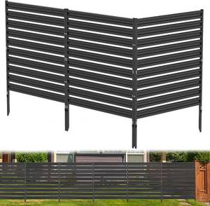 lot 101040 image: $160 Metal Privacy Fence Panels for Outside, 42 H x 38 W (3 Panels) Air Conditioner Fences, Pool Equipment Enclosure Trash Can Fence, No Dig Privacy Screen Fencing for Outdoor, Black