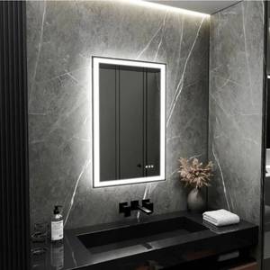 lot 11181 image: 24in X 36in Rectangular Frameless Anti-Fog Dimmable Wall Bathroom Vanity Mirror with Backlit and Front Lit