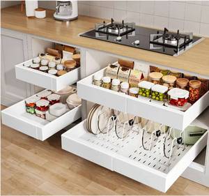lot 11189 image: 4 Pack Pull out Cabinet Organizer 21Deep
