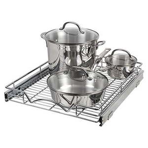 lot 11163 image: Pull Out Drawer Cabinet Organizer, Heavy Duty Slide Out Kitchen Cabinet Storage Shelves, 17 W x 21 D