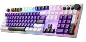lot 11171 image: iRocks K74R Wireless RGB Illuminated Mechanical Gaming Keyboard, White Amethyst