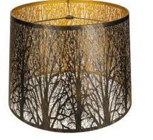 lot 11178 image: Large Metal Lampshade Forest Etching Forest Lamp Shade Pattern 12in Top x 14in Bottom x 10in Height, 2 Pack