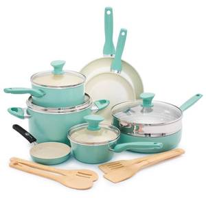 lot 11196 image: Incomplete GreenPan Rio Ceramic Nonstick Cookware Set - Turquoise