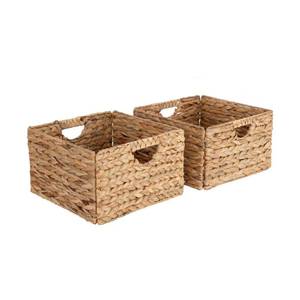lot 11201 image: Seville Classics Handwoven Basket (2-Pack)  Water Hyacinth