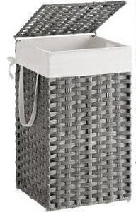 lot 11202 image: SONGMICS Synthetic Rattan Laundry Hamper with Lid 17.2 Gallon