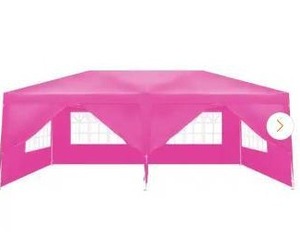 lot 11208 image: 10ft x 20ft Pink PE Wedding Party Canopy Tent with Removable Sidewalls