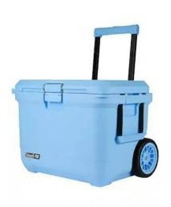 lot 11211 image: Coleman Pro 55 Qt Wheeled Hard Cooler with Extendable Handle, Blue Sky- Retail $299
