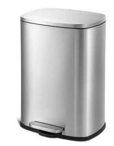 lot 11215 image: 13 Gallon Stainless Steel Step-On Kitchen Trash Can