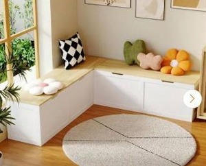 White L-Shaped Corner Dining Bench with Storage