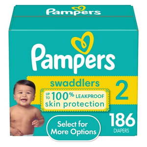 lot 11232 image: Pampers Swaddlers Diapers, Size 2, 186 Count