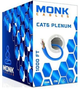 lot 11242 image: MONK CABLES CAT6 Plenum Cable UTP, 23AWG, 550MHz Ethernet Cable, Blue