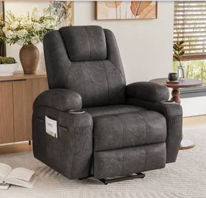 Power Lift Recliner Chair with Massage for Elderly Ergonomic, Recliner with 2-Cup Holders Side Pockets Black- Retail: $364