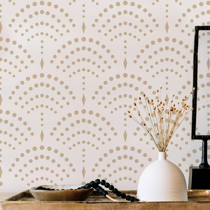 lot 231433 image: STENCILOGY   KARASU - 23.6 x 39.4 XL Wall Stencil, Vintage Sashiko Stencil, Large Allover Wall Stencils for Painting, Large Ethnic Geometric Wall Stencil