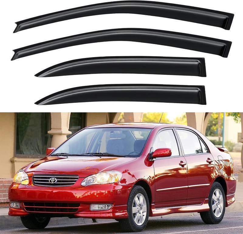lot 331151 image: Window Visors Rain Guards Shield for 2003-2008 Toyota Corolla, Out-Channel Window Vent Wind Deflectors Visors Shades for 03-08 Corolla