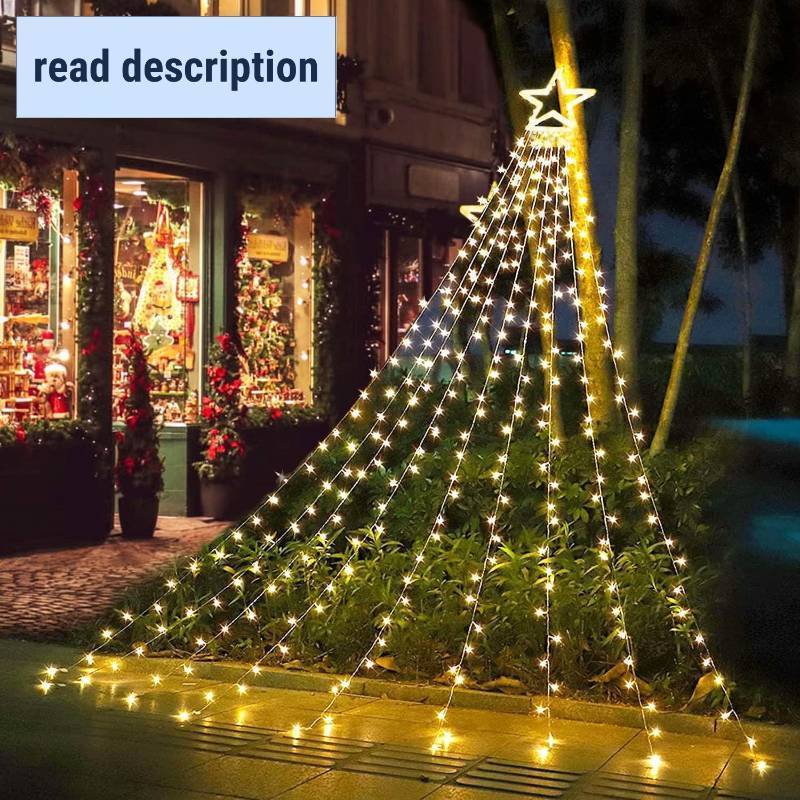 lot 431325 image: FUNIAO Christmas Lights, 320 LED String Lights with 12 Plastic Star Tree Topper, 8 Modes Outdoor Waterproof Christmas New Year Parties, Yard, Garden, Home Decor (Warmwhite)