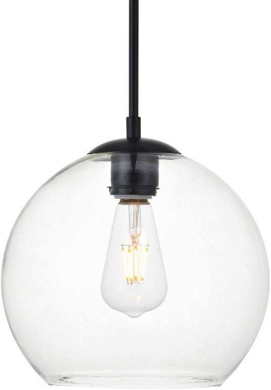 lot 401341 image: Baxter 1-Light Metal Pendant in Black and Clear Finish