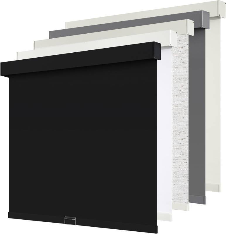 lot 401345 image: SUNOFF Cordless Blackout Roller Shades Blinds for Windows Free-Stop,Pull Down Room Darkening with Valance,Thermal Insulated Woven Fabric Window Door Blinds for Home,Office,Black 24 W x 72 L