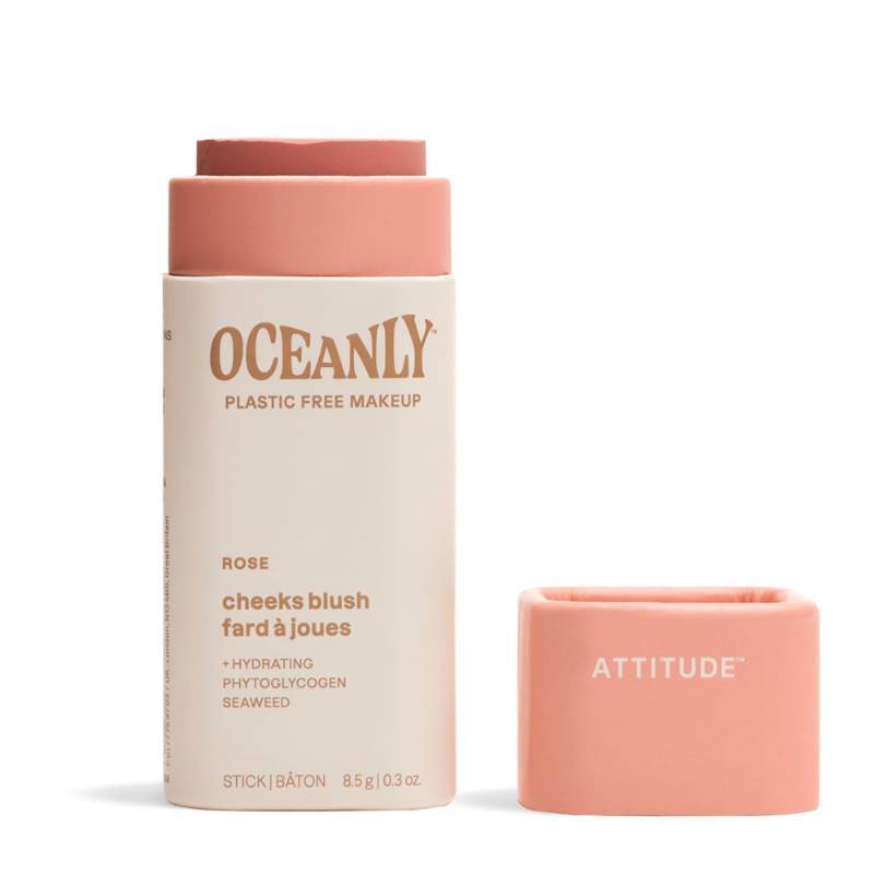 lot 138 image: ATTITUDE Oceanly Plastic-Free Lightweight Blush Stick, Titanium Dioxide-Free, EWG Verified, Vegan & Cruelty-free Makeup, Rose, 0.3 Ounces Retail $30.00