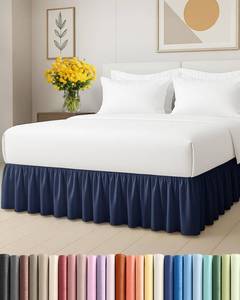 lot 33345 image: Bedskirt Queen Size Ruffle - 15 inch Drop Dust Ruffle Bed Skirt with Platform - Ultra-Soft, Easy Fit, Premium Hotel Quality - Wrinkle, Fade & Shrink Resistant - for Women, Men, Kids and Teens - Navy - Retail $21