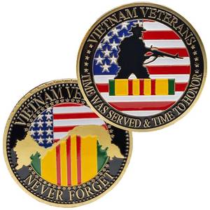 lot 33369 image: US. Military Vietnam Veterans Never Forget Gold Plated Challenge Coin Thank You for Your Service Appreciation Coin Gift - Retail $7