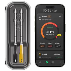 CHEF iQ Sense | Smart Wireless Meat Thermometer | 2 Ultra-Thin Probes | WiFi Unlimited Range | 1000°F Heat Safe | 5 Sensors | BBQ, Grill, Oven, Smoker, Air Fryer | Gen3 - Retail: $140