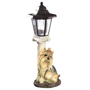 lot 33405 image: Bits and Pieces - Solar Yorkie Lantern-Solar Powered Garden Lantern - Resin Dog Sculpture with LED Light - Yorkshire Terrier - 13.5 Tall