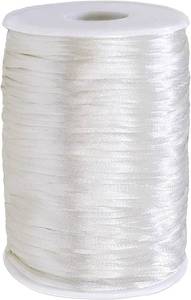 lot 33410 image: FQTANJU White 2mm x 100 Yards Satin Nylon Trim Cord, Rattail, Chinese Knot, Kumihimo, Premium Quality - Retail $9