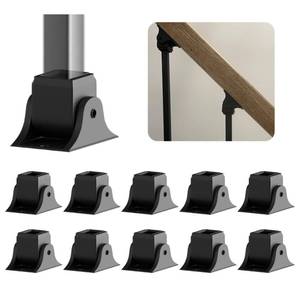 lot 33418 image: Sidasu 10-Pack Aluminum Swivel Shoes with Screws for 12 Square Iron Balusters, Black Stair Railing Base Shoes for Interior Staircase - Retail $17