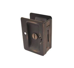 lot 33423 image: QCAA Premium Quality Solid Brass Rectangular Pocket Sliding Door Pull, Privacy Lock, 3-14X2-14, Aged Classic Bronze, 1 Pack, Made in Taiwan - Retail $25