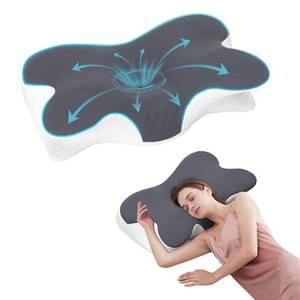 lot 45607 image: Jpoht Cervical Neck Pillow for Neck Pain Relief, Ergonomic Neck Support Pillow for Sleeping, Contour Memory Foam Side Sleeper Pillow for Back Stomach Sleepers with Pillowcase - Retail $34