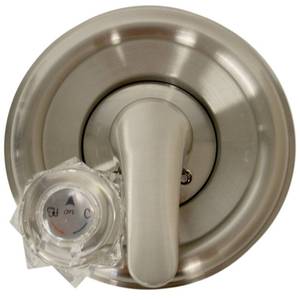 lot 45617 image: Danco 10004 Trim Kit, for Use with Delta Tub and Shower Faucets, Plastic, Brushed Nickel - Retail $60