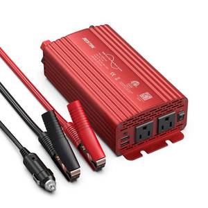 lot 45632 image: BESTEK 500W Pure Sine Wave Power Inverter DC 12V to AC(2 Outlets) 110V Car Charger Plug Inverter Adapter Converter with 4.2A Dual USB Charging Ports, ETL Listed - Retail $63
