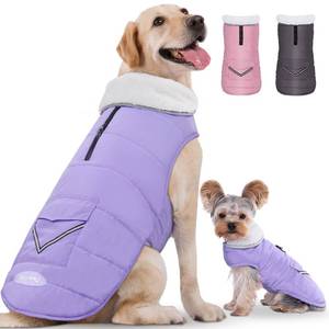 lot 45644 image: IBuddy Dog Winter Coat for X-Large Dogs, Easy on Dog Snow Fleece Coat Velcro Waterproof Pet Puffer Jacket with Harness Hole Adjustable Reflective Quilted Pet Cold Weather Vest for Girl Female - Retail $25